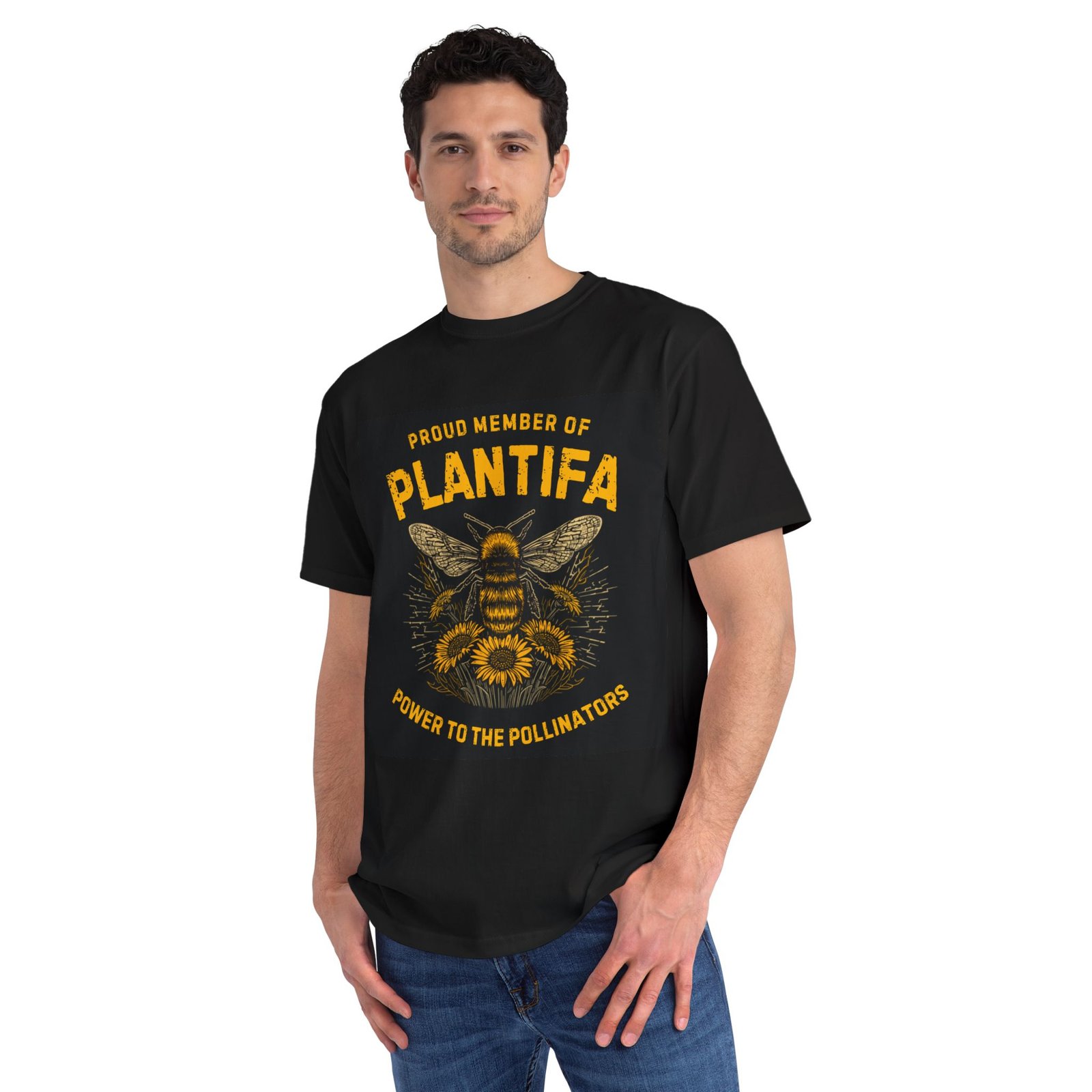 Plantifa Bee Organic Cotton T-Shirt — "Proud Member of Plantifa: Power to the Pollinators" - Image 3